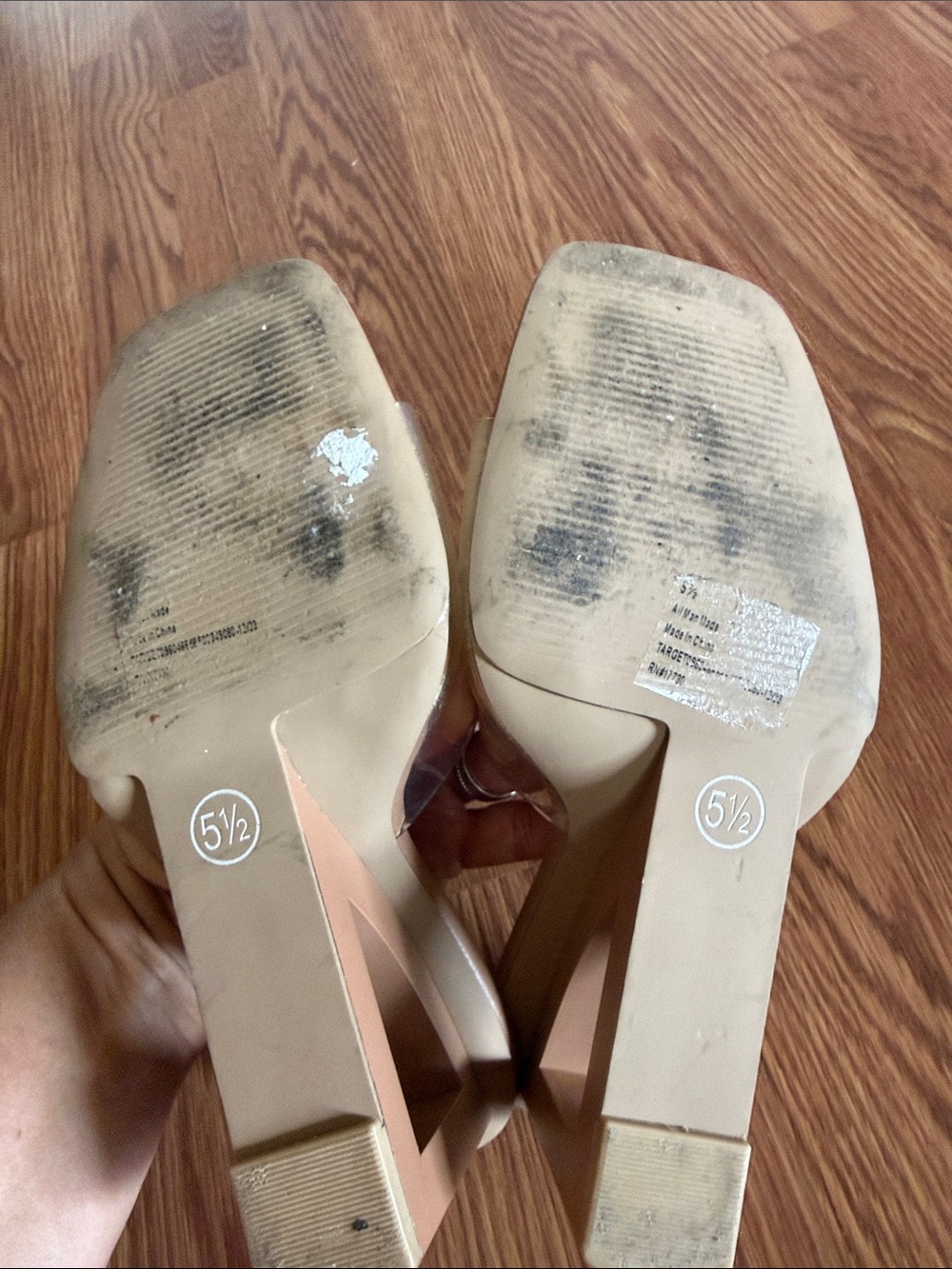 Clear Strap Nude Wedge Heels - Women's Fashion Mules - Picture 7 of 7